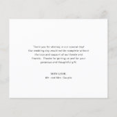 シンプル写真エレガント予算結婚のサンキューカード (裏面)