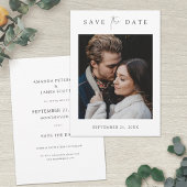 シンプル写真エレガント付き日付カードの保存 セーブザデート