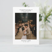 シンプル写真エレガント付き結婚の  サンキューカード (スタンド正面)