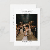 シンプル写真エレガント付き結婚の  サンキューカード (正面/裏面)