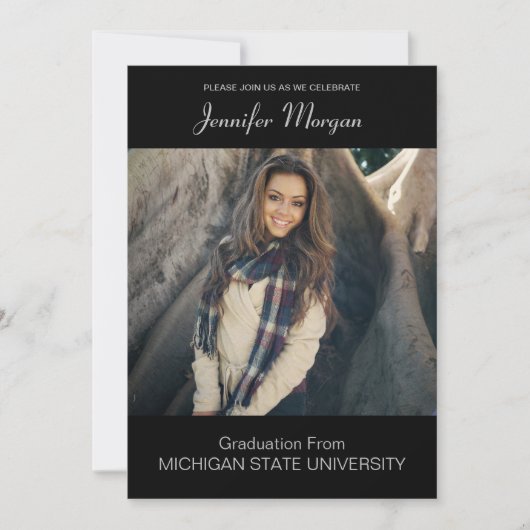 シンプル写真エレガント卒業招待状 招待状 (正面)