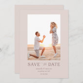 シンプル写真エレガント日付の保存 招待状 (正面/裏面)