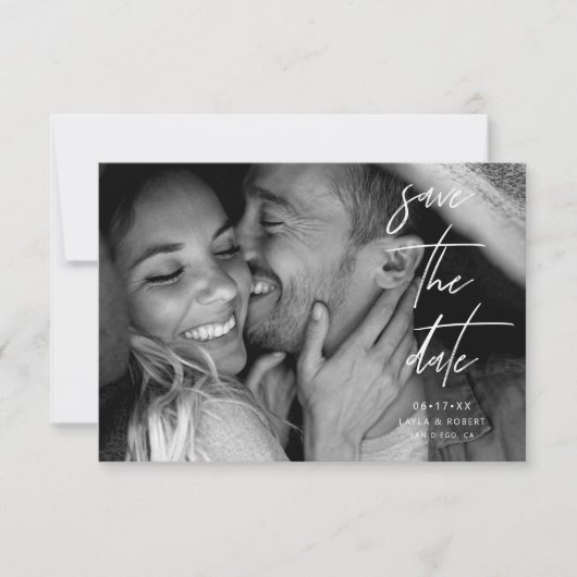 シンプル写真エレガント日付カードの保存 (正面)