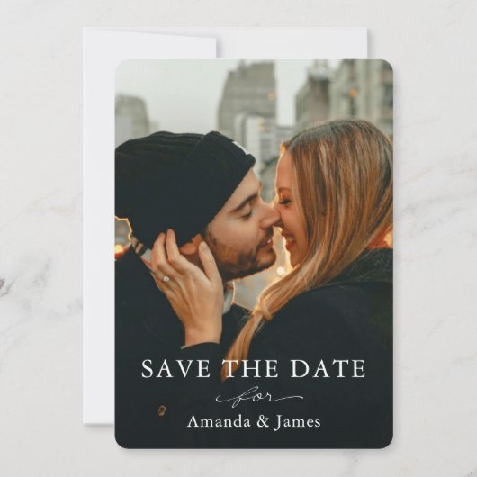 シンプル写真エレガント日付テンプレートの保存 招待状 (正面)