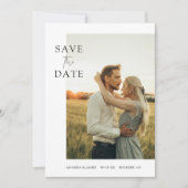 シンプル写真エレガント結婚式の日付の保存招待状 招待状 (正面)