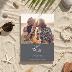 シンプル写真エレガント結婚式の日付の保存 セーブザデート