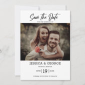 シンプル写真エレガント結婚式の日付の保存 招待状 (正面)