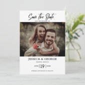 シンプル写真エレガント結婚式の日付の保存 招待状 (スタンド正面)