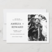 シンプル写真エレガント結婚式の日付の保存 招待状 (正面)