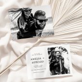 シンプル写真エレガント結婚式の日付の保存 招待状