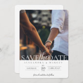 シンプル写真エレガント結婚式の日付の保存 招待状 (正面/裏面)
