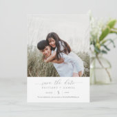 シンプル写真エレガント結婚式の日付の保存 招待状 (スタンド正面)