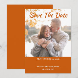 シンプル写真エレガント結婚式の日付カードを保存 セーブザデート