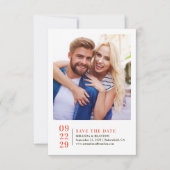 シンプル写真エレガント結婚式の日付カードを保存 セーブザデート (正面)