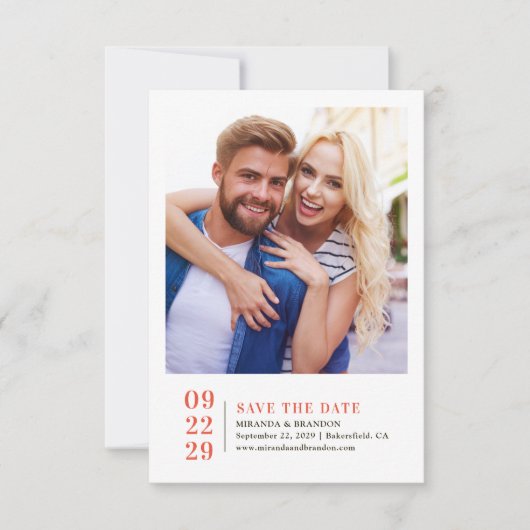 シンプル写真エレガント結婚式の日付カードを保存 セーブザデート (正面)