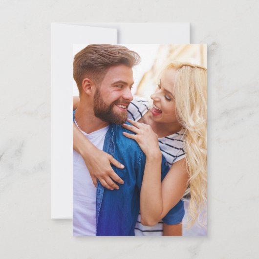 シンプル写真エレガント結婚式の日付カードを保存 セーブザデート (裏面)