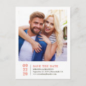 シンプル写真エレガント結婚式の日付カードを保存 案内ポストカード (正面)