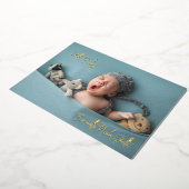 シンプル写真エレガント誕生発表金ゴールド 箔招待状 (回転した状態)