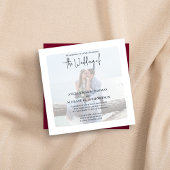 シンプル写真エレガントBurgundy QRコードRSVP 招待状