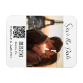 シンプル写真エレガントQRコード日付の保存 マグネット (横)