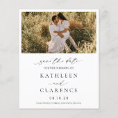 シンプル写真クラシックの予算結婚式の日付の保存 チラシ (裏面)
