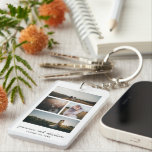 シンプル写真コラージュモダン キーホルダー<br><div class="desc">キーチモダンェインはシンプルデザインと白黒の写真を備えミニマル、4つのの写真コラージュを備えた結婚キーチェイン。以下はスクリプト内エレガントの名前と日結婚付き。背中は縦型でフルサイズ。</div>