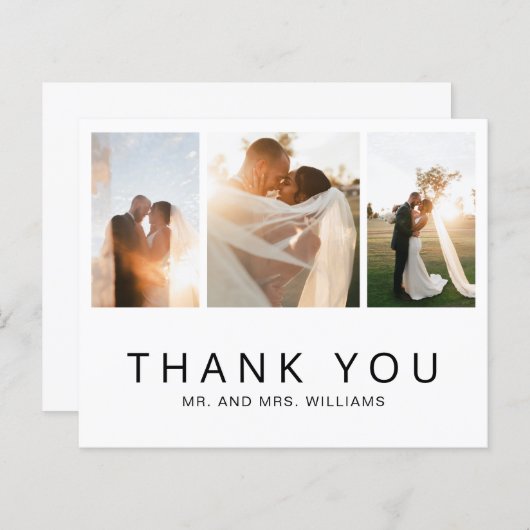 シンプル写真コラージュ予算結婚のサンキューカード (正面/裏面)