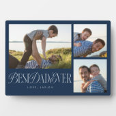 シンプル写真コラージュ最高のパパエバーネイビーブルー フォトプラーク (正面)
