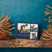 シンプル写真コラージュ最高のパパエバーネイビーブルー フォトプラーク (側面)