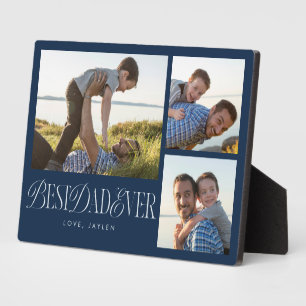 シンプル写真コラージュ最高のパパエバーネイビーブルー フォトプラーク