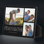 シンプル写真コラージュ最高のパパEver Keepsake フォトプラーク<br><div class="desc">お父シンプル様の日の写真の記念碑ユニークは、タイポグラフィの文字にスクリプトとセリフの文字を混ぜ合わせた3枚の写真を使用し、その下に「パパは今まで最高の」と書いた。</div>