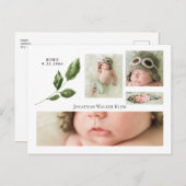 シンプル写真コラージュ誕生のお知らせ 案内ポストカード (正面/裏面)