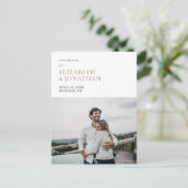 シンプル写真スタイリッシュモダン招待状の保存 インビテーションポストカード (スタンド正面)