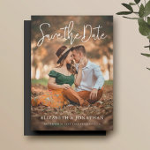 シンプル写真スタイリッシュ結婚式の日付の保存 マグネット招待状