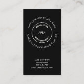 シンプル写真スタジオQRコードロゴ引用文ブラック 名刺 (正面)