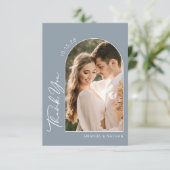 シンプル写真ダスティブルー結婚ズ サンキューカード (スタンド正面)