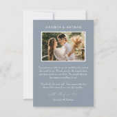 シンプル写真ダスティブルー結婚ズ サンキューカード (裏面)