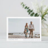 シンプル写真ダスティブルー結婚ズ サンキューカード (スタンド正面)