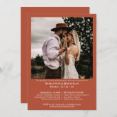 シンプル写真テラコッタのリハ結婚ーサルディナー 招待状 (正面/裏面)