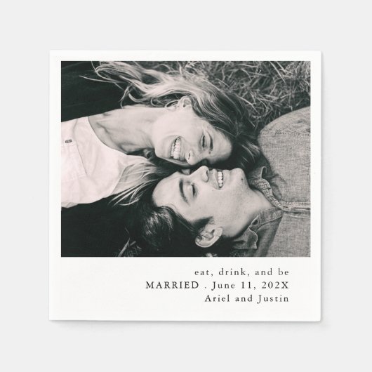 シンプル写真テーマ結婚 スタンダードカクテルナプキン (正面)