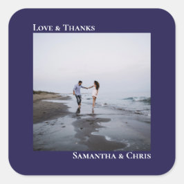 シンプル写真ネイビー感謝していブ結婚ル スクエアシール