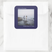 シンプル写真ネイビー感謝していブ結婚ル スクエアシール (バッグ)