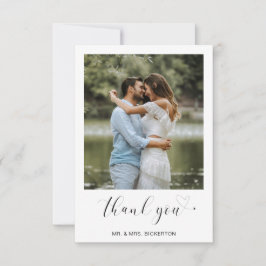 シンプル写真ハートミニマル結婚リストスクリプト サンキューカード