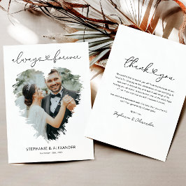 シンプル写真ハート結婚のサンキューカード サンキューカード