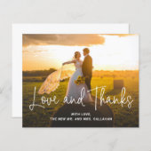 シンプル写真バジェット結婚のサンキューカード (正面/裏面)