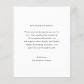 シンプル写真バジェット結婚のサンキューカード (裏面)