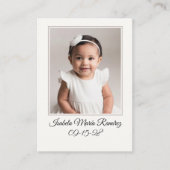 シンプル写真バプテスマ女の子の記憶カード 名刺 (正面)