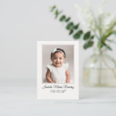 シンプル写真バプテスマ女の子の記憶カード 名刺 (スタンド正面)