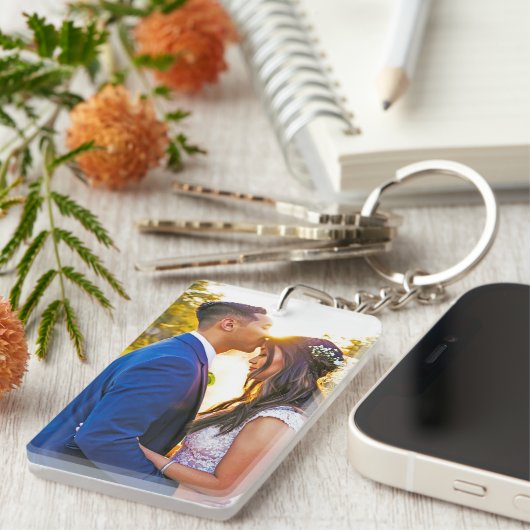 シンプル写真パーソナライズされたと文字写真 キーホルダー (正面右)