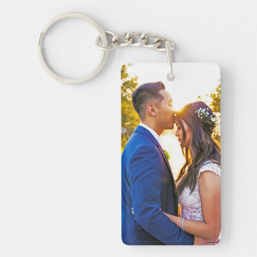 シンプル写真パーソナライズされたと文字写真 キーホルダー (正面)